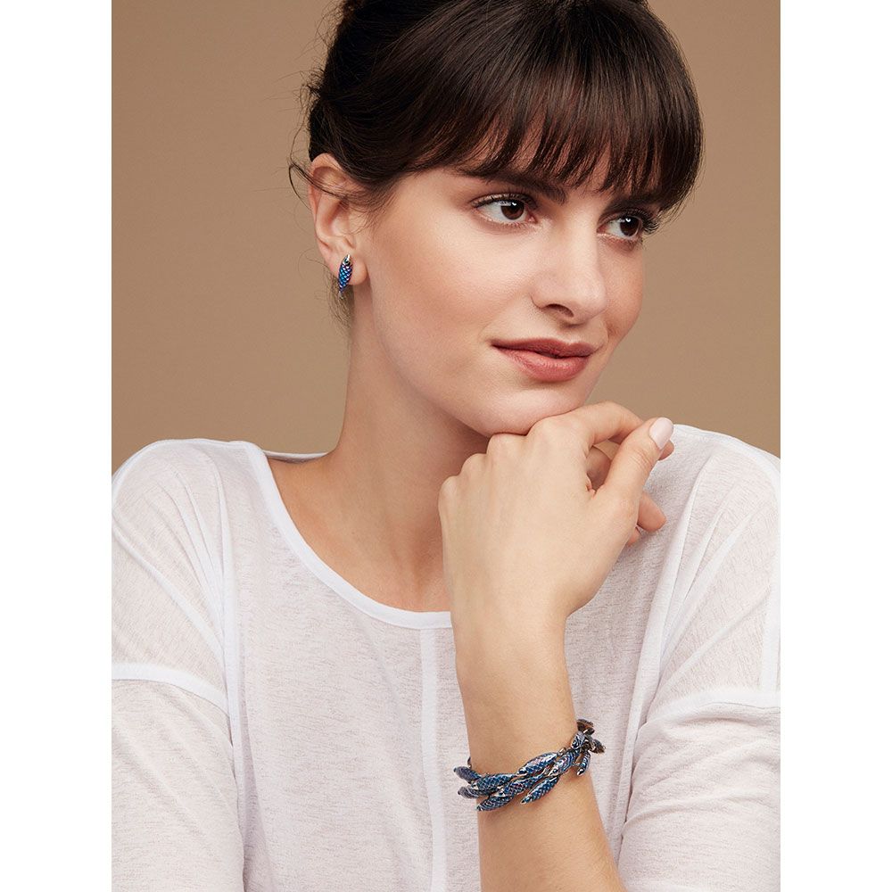 Stainless Steel and Enamel Electra Blue Bracelet