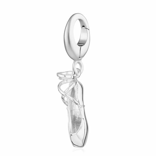 Silver pointe ballet shoe charm