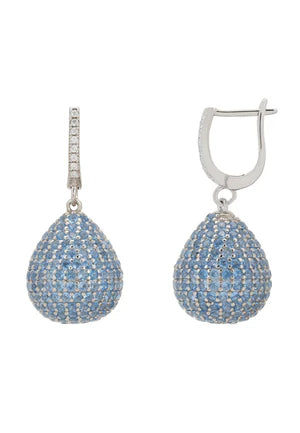 Pear Drop Pavé Set Ice Blue Stone Earrings