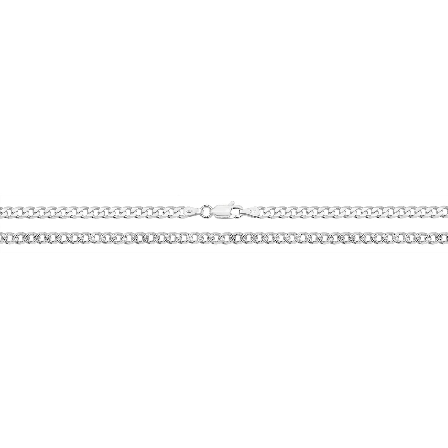 Silver Curb, Diamond Cut Chain 6" Bracelet
