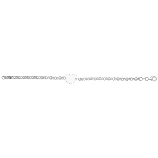 Silver Heart ID Bracelet with 15mm Heart