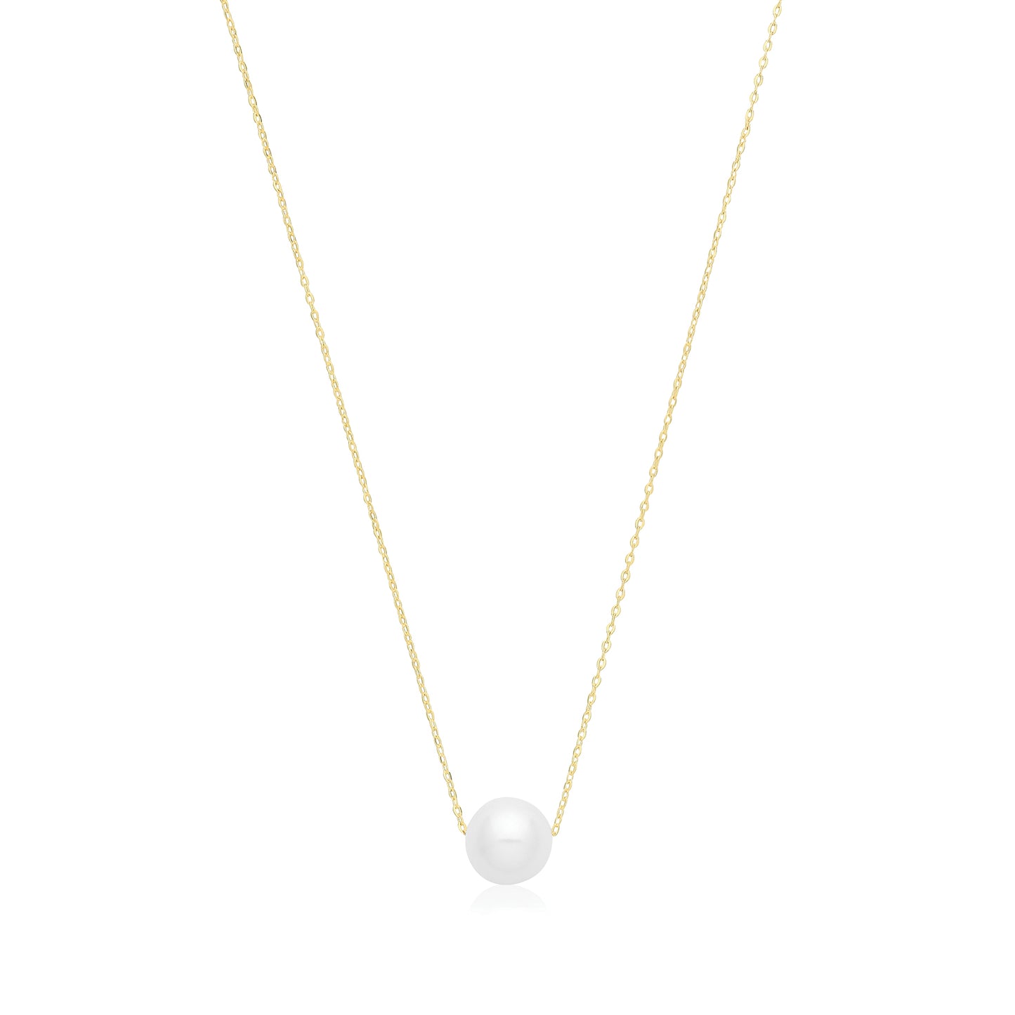 9ct Yellow Gold Freshwater Pearl Necklace, 15" + 1"