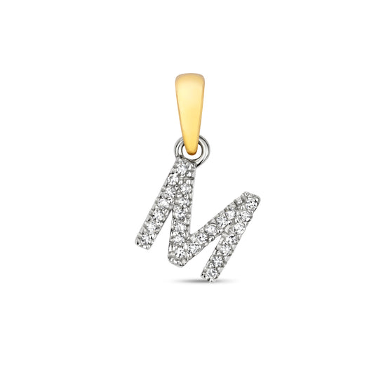 Diamond and 9ct Gold "M" Initial Pendant